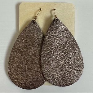 BRAND NEW Nickel & Suede Bronze Beauty Teardrop Earrings, Size M